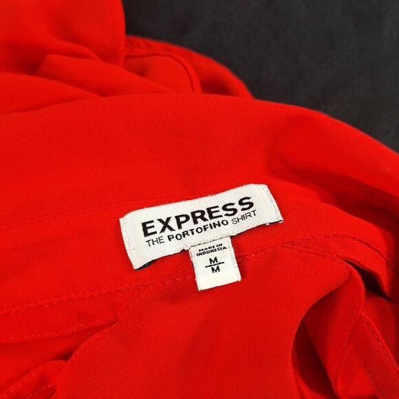 Express Portofino Sleeveless Semi Sheer Coral Red Tank w/ Strappy Yoke M - Picture 4 of 4